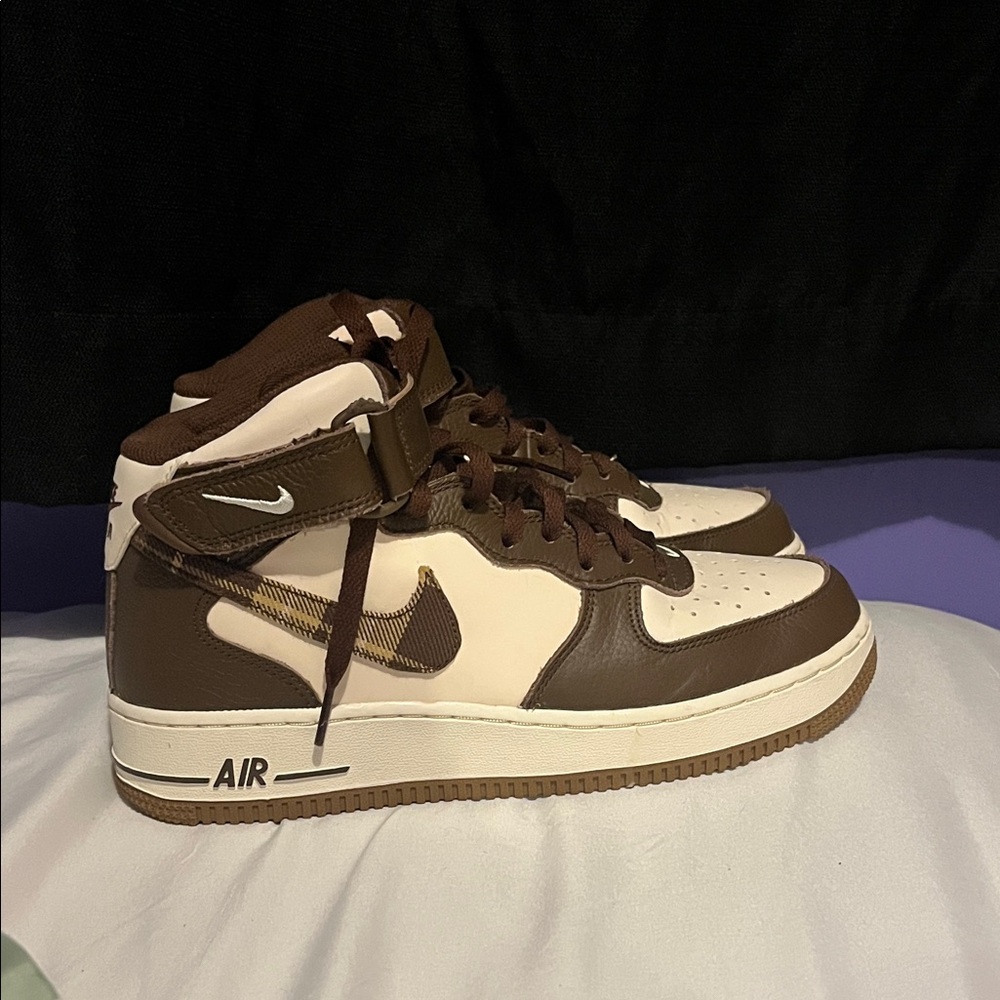 Nike Brown and White High-Top Sneakers